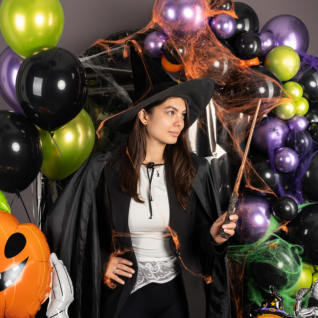 Декоративное украшение, Паутина и 2 паука, 20 гр, Оранжевый/Черный, 1 шт.