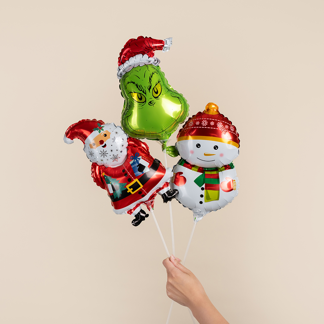 Шар с клапаном (17''/43 см) Мини-фигура, Снеговик в шапочке, 5 шт. в уп.