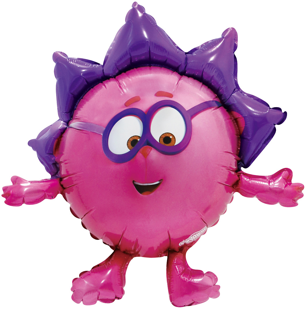 Шар с клапаном (17''/43 см) Мини-фигура, Смешарики, Ежик, 5 шт. в уп.