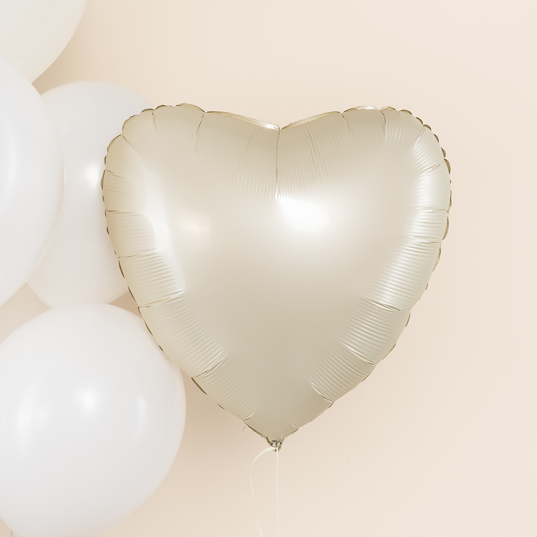 Шар (22''/56 см) Сердце, Кремовый, Сатин, 1 шт. в уп.