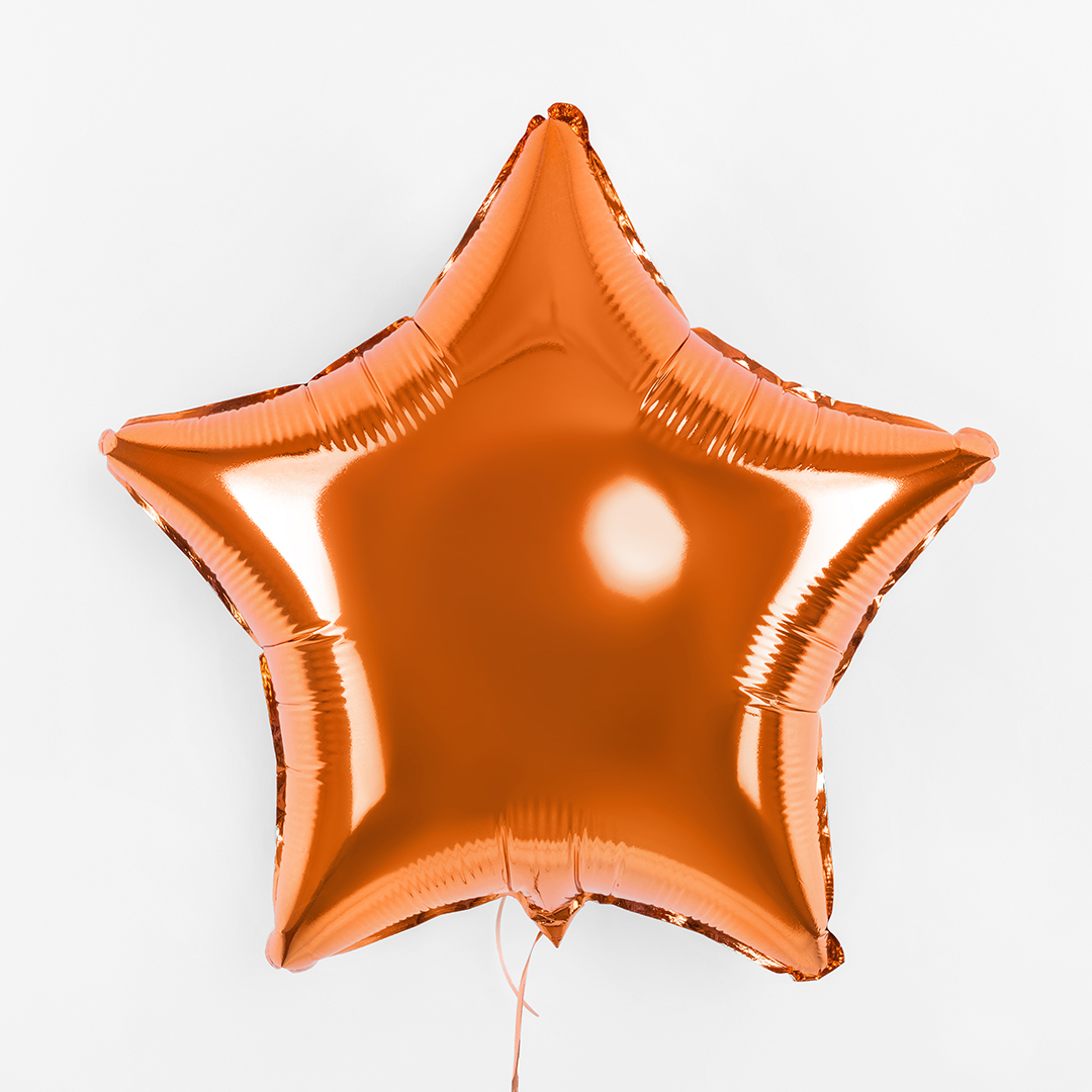Шар (18''/46 см) Звезда, Оранжевый, 1 шт.
