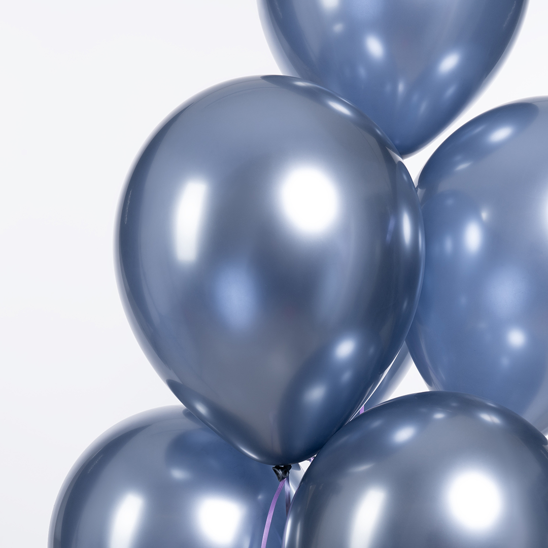 Шар (12''/30 см), Ретро, Полуночно-синий, хром, 50 шт.