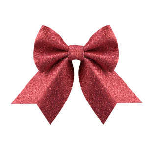 Декоративный бант Красный, с блестками, 15*20 см, 1 шт. 