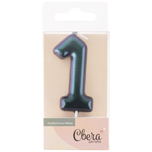 Свеча Цифра, 1, Фантом, Хамелеон, 4*6 + 2,5 см, 1 шт. с держат.