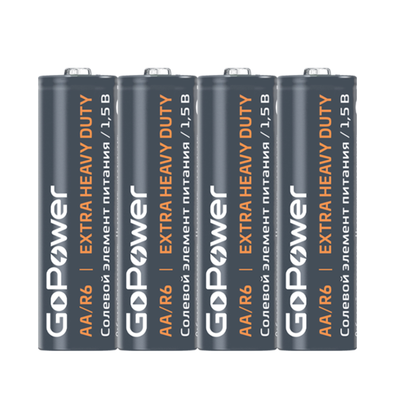 Батарейки солевые GOPOWER EXTRA HEAVY DUTY AA/R6, 4 шт.