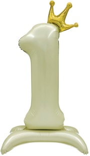 Шар (40''/102 см) Цифра на подставке, 1 Золотая корона, 1 шт. в уп.