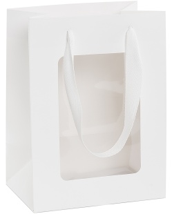 Пакет для цветов, 250гр, Прозрачное окно, Белый, 30*20*16 см, 1 шт.