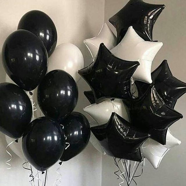 Шар (18''/46 см) Звезда, Черный, 1 шт.