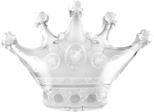 Шар с клапаном (14''/36 см) Мини-фигура, Корона, Серебро, 1 шт.