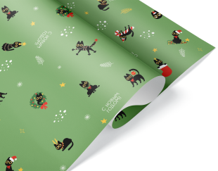 Упаковочная бумага 80гр (0,7*1 м) Новый Год и классный кот, 1 шт.