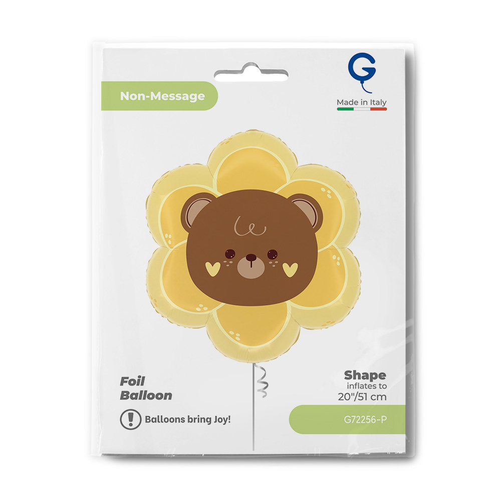 Шар (20''/51 см) Фигура, Мишка Цветочек, 1 шт. в уп.