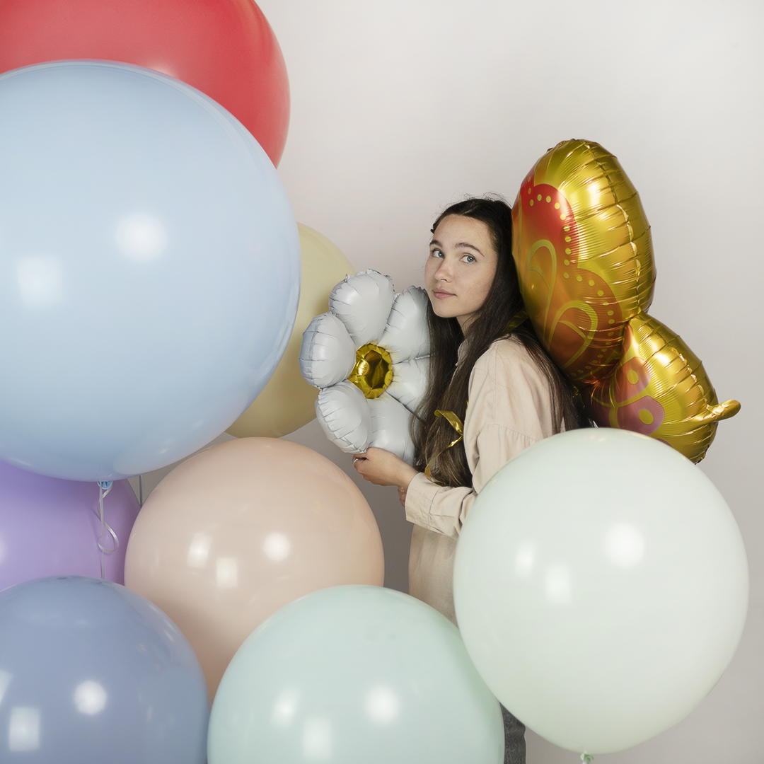 Шар (20''/51 см) Цветок, Ромашка (надув воздухом), Белый, 1 шт.