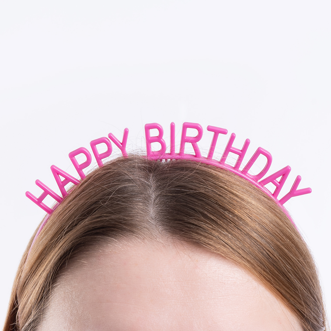 Ободок, Happy Birthday, Розовый, 1 шт. 