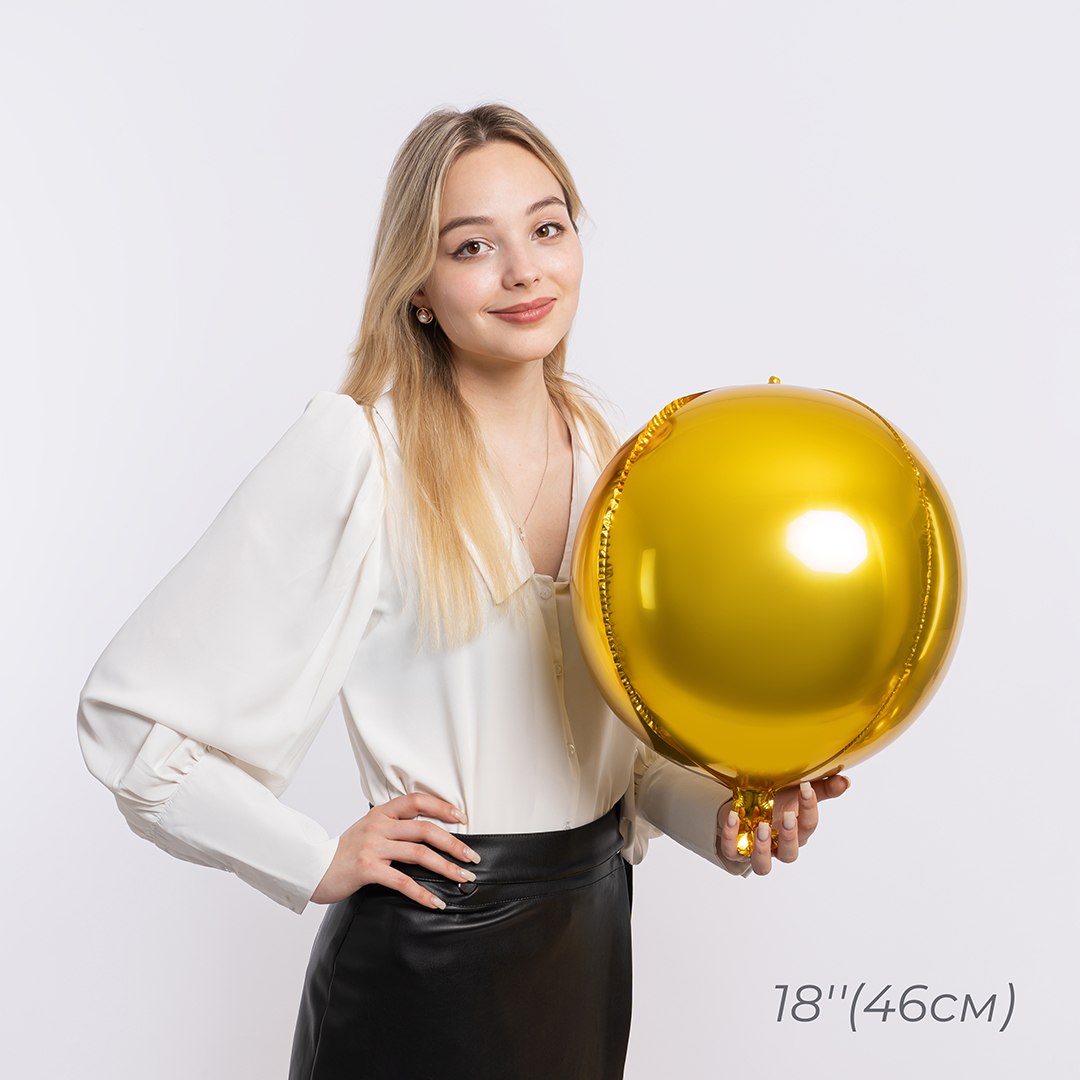 Шар 3D (18''/46 см) Сфера, Золото, 1 шт.