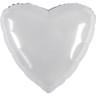 Шар (19''/48 см) Сердце, Белый блеск, 1 шт.