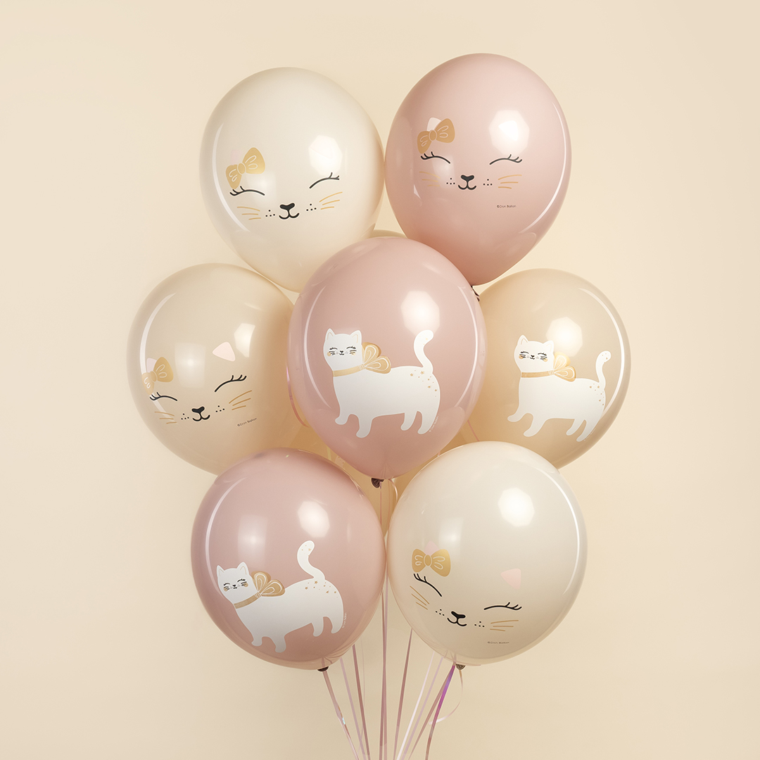 Шар (12''/30 см) Кошечка с бантом, Ассорти, пастель, 1 ст, 25 шт.