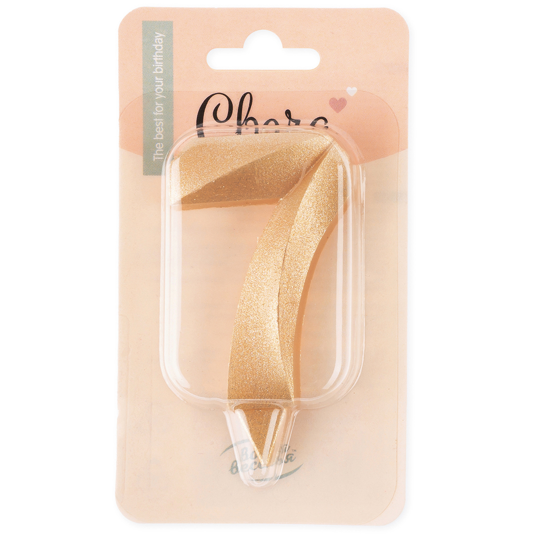 Свеча Цифра, 7 Грани, Золото, 7 см, 1 шт.