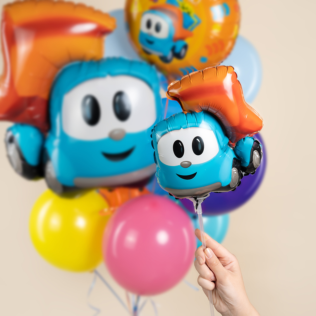 Шар с клапаном (14''/36 см) Мини-фигура, Грузовичок Лёва, 5 шт. в уп.