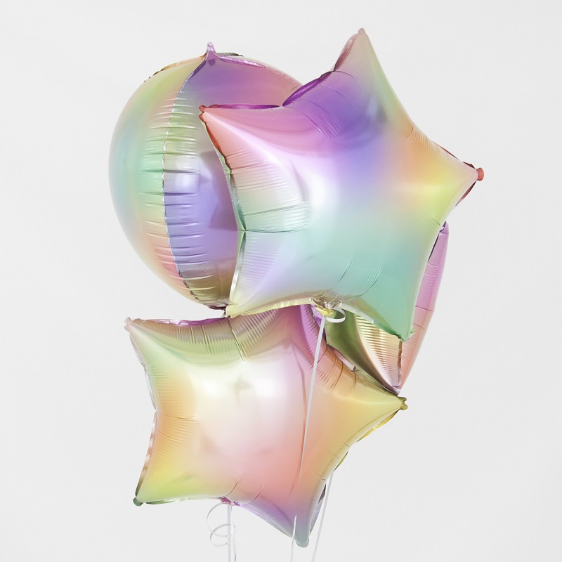Шар (18''/46 см) Звезда, Радужная феерия, Градиент, 1 шт.