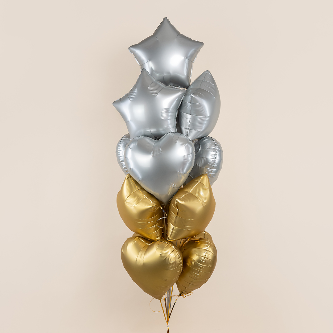 Шар (18''/46 см) Сердце, Золото, Сатин, 1 шт.