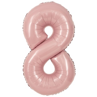 Шар (40''/102 см) Цифра, 8, Пыльная роза, Сатин, 1 шт. в уп.