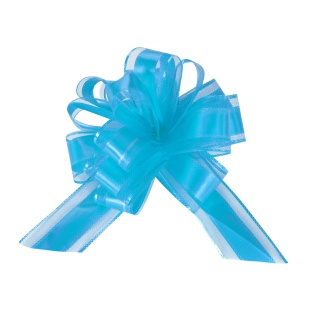 Текстильный бант Шар, Широкая полоса, Голубой, 15 см, 1 шт. в упак. 