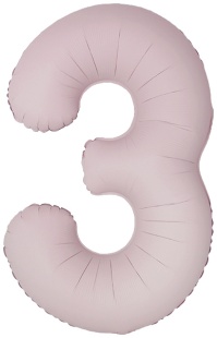 Шар (40''/102 см) Цифра, 3 Slim, Пыльная роза, Сатин, 1 шт. в уп.