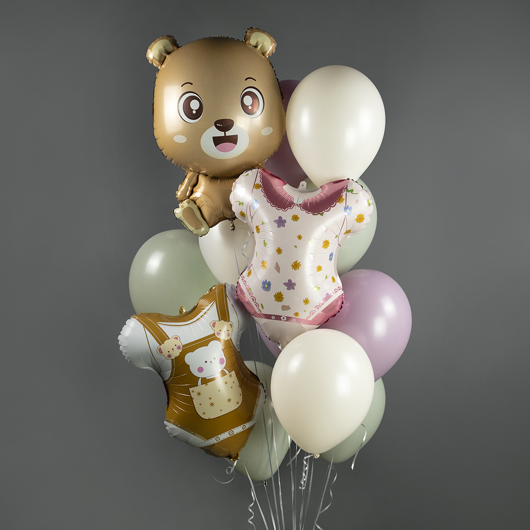 Шар (24''/61 см) Фигура, Боди для малышки девочки, 1 шт.
