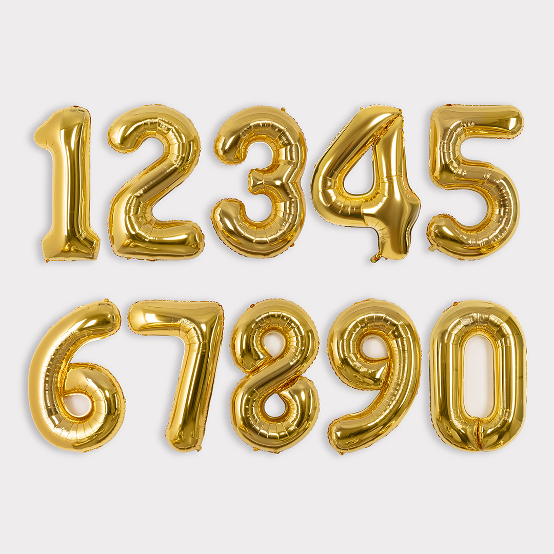 Шар (40''/102 см) Цифра, 1 Slim, Золото, 1 шт.