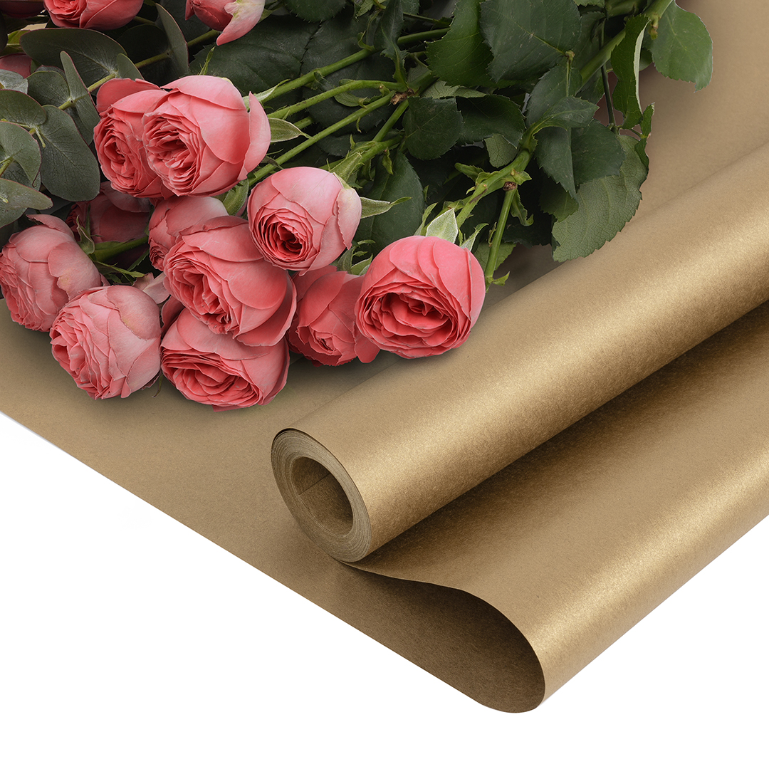 Упаковочная бумага, Крафт 60гр (0,68*10 м) Золото, 1 шт.