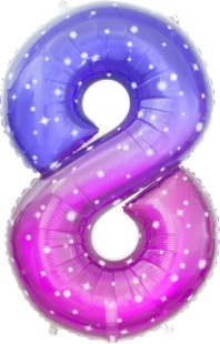 Шар (34''/86 см) Цифра, 8 Сияющий космос, Сиреневый, Градиент, 1 шт. в уп.