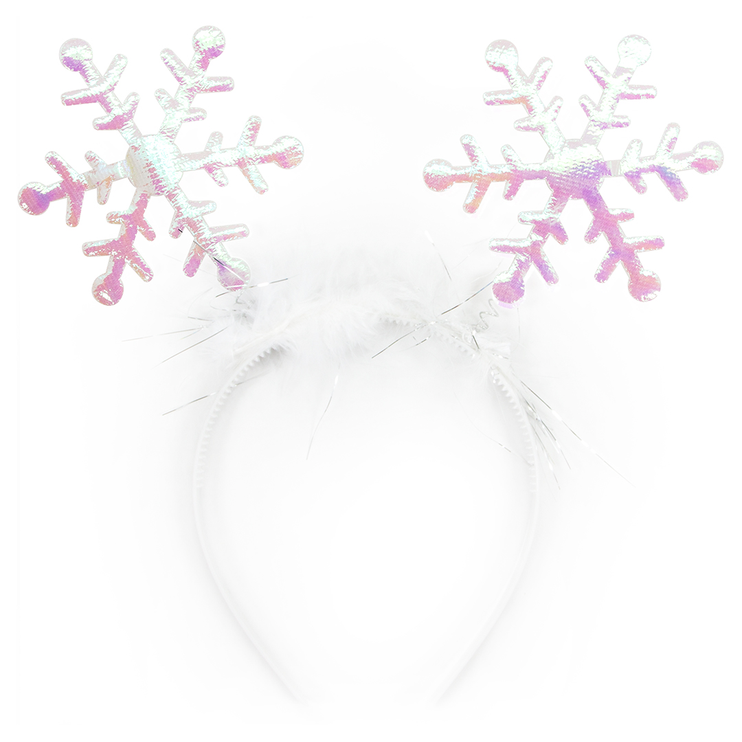 Ободок, Снежинки, Жемчужный перелив, Белый, Перламутр, 1 шт. 