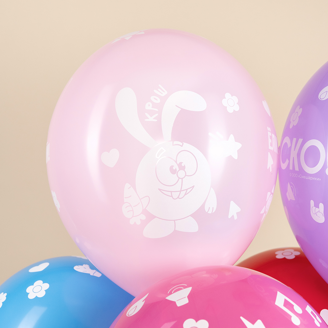 Шар (12''/30 см) Смешарики, Ассорти, пастель, 5 ст, 25 шт.