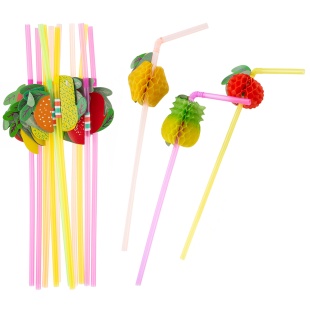 Трубочки для коктейлей (пластик), Фруктовый микс, Ассорти, 12 шт. в упак. 