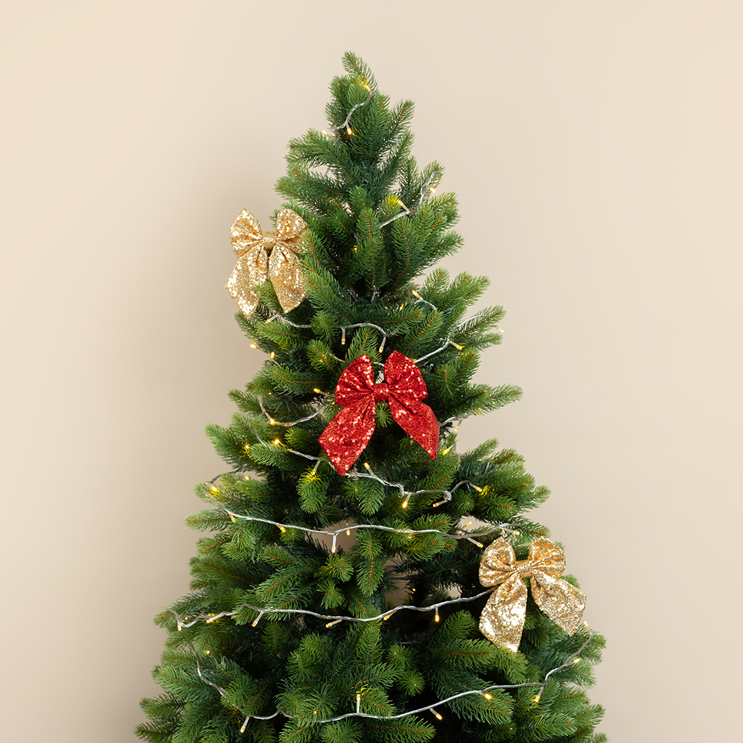 Декоративный бант Праздничные пайетки, Золото, с блестками, 14*18 см, 2 шт. в упак. 