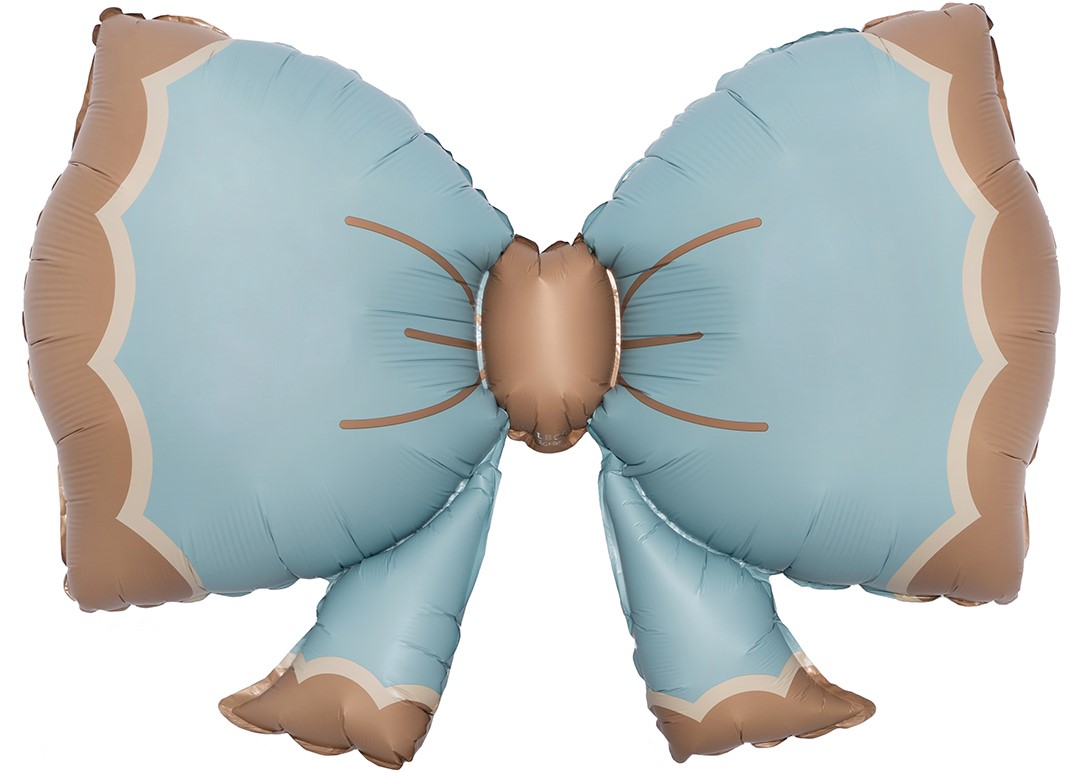 Шар (37''/94 см) Фигура, Бант, Голубой, Сатин, 1 шт.