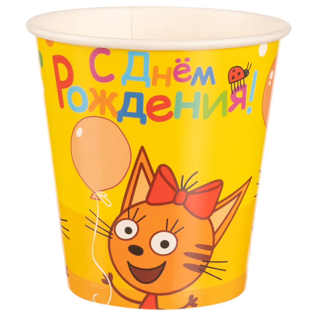 Стаканы (250 мл) Три Кота, Веселый День Рождения, 6 шт.