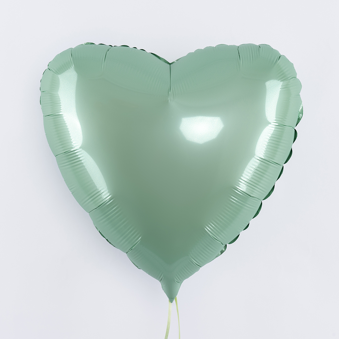 Шар (18''/46 см) Сердце, Мятный, Макарунс, 1 шт.