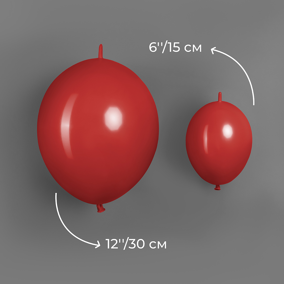 Шар (12''/30 см) Линколун, Красный, пастель, 50 шт.