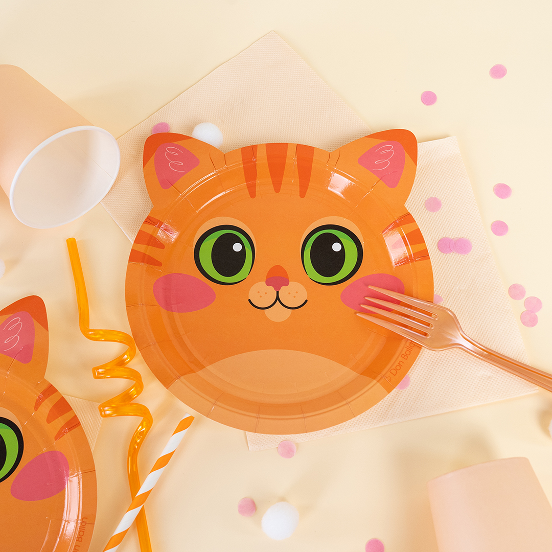 Тарелки (7''/18 см) Объемные Ушки, Котик, 6 шт.