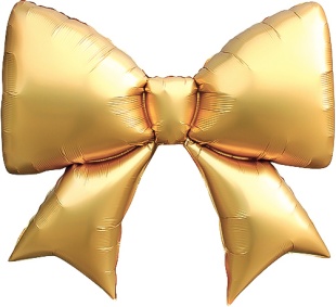 Шар (39''/99 см) Фигура, Бант, Золото, Сатин, 1 шт. в уп.