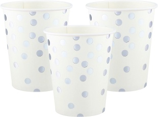 Стаканы (250 мл) Конфетти, Белый/Серебро, Металлик, 6 шт.