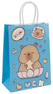 Пакет подарочный, Крафт 120гр, Капибары, Дизайн №2, 21*15*8 см, 1 шт.