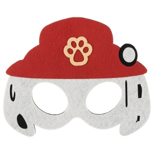 Маска карнавальная, из фетра, Щенок Пожарный, Белый/Красный, 19*15,5 см, 1 шт.