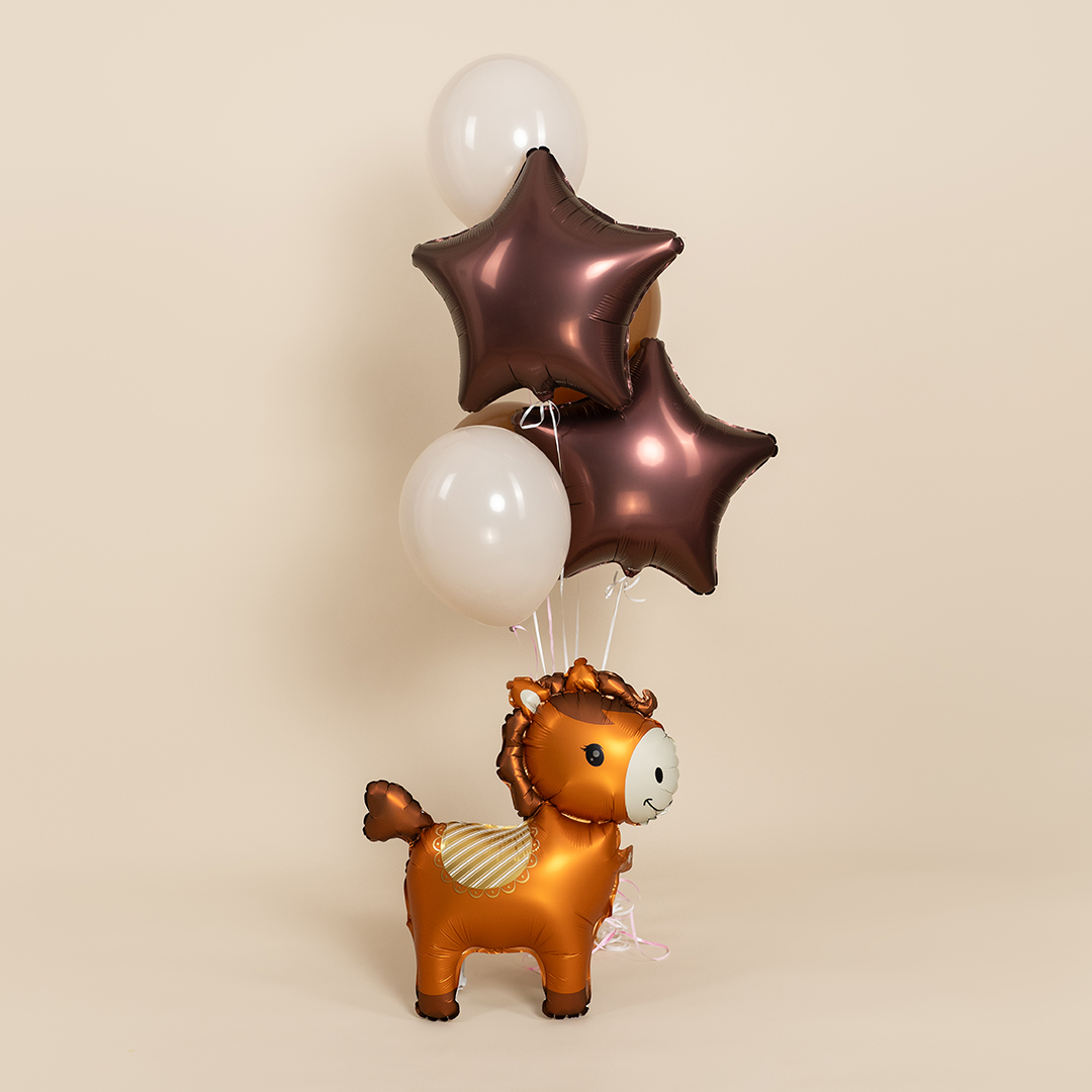 Шар 3D (25''/64 см) Фигура, Лошадка, Коричневый, 1 шт. Шар 3D (25''/64 см) Фигура, Лошадка, Коричневый, 1 шт.
