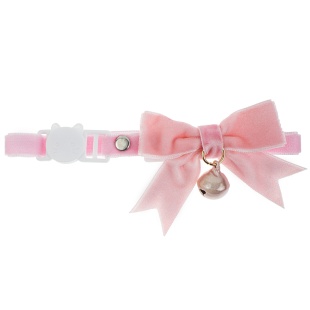 Праздничный ошейник - бант для питомца, с бубенчиком, 17-33 см, Розовый, 1 шт. в упак. 