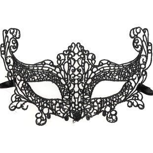Маска кружевная, фигурная, Фантазия, Черный, 16*24 см, 1 шт. 