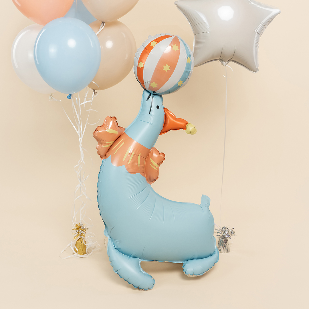 Шар (43''/109 см) Фигура 3D, Цирк, Веселый тюлень, 1 шт. в уп.