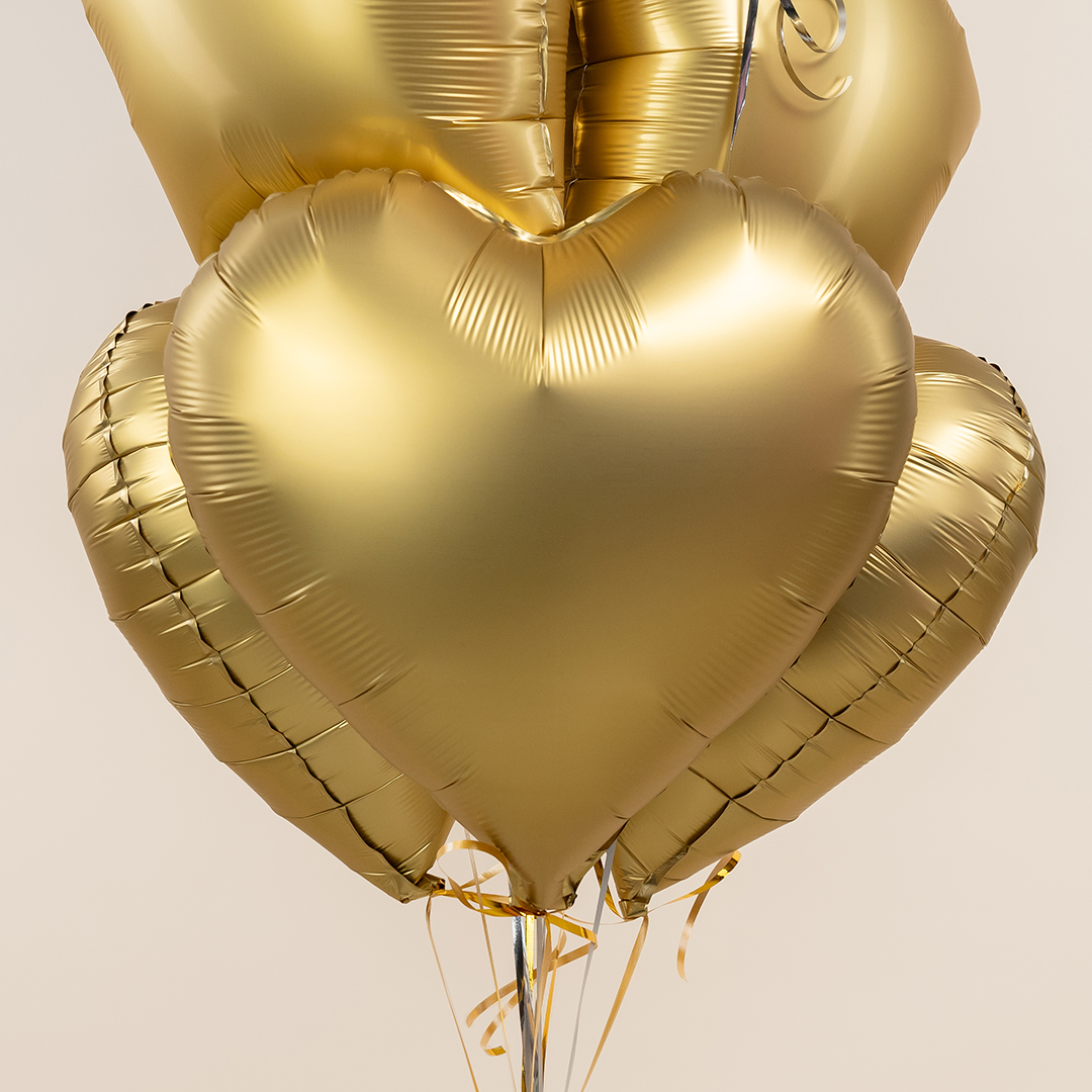 Шар (18''/46 см) Сердце, Золото, Сатин, 1 шт.