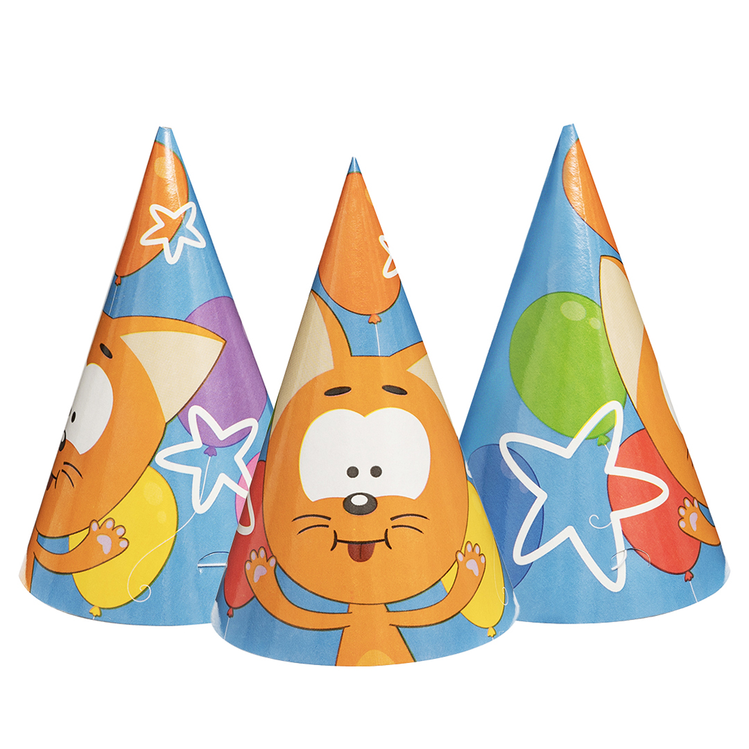 Колпаки, Котенок Котэ, С Днем Рождения!, 6 шт. в упак. 